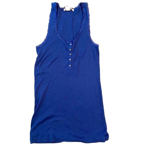 Victoria’s Secret Vintage Cotton & Lace Sleep Tank Sz M - Picture 1 of 5